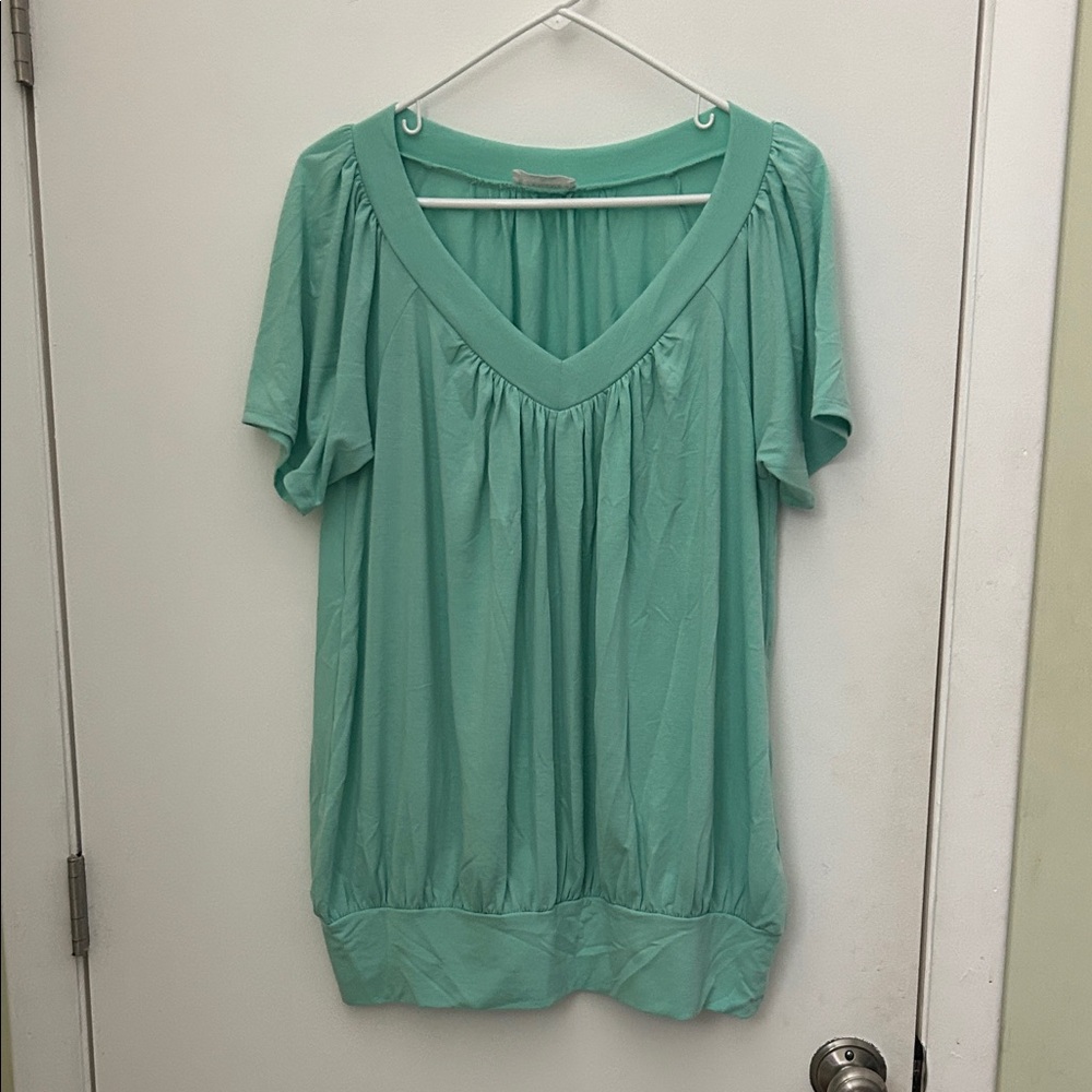 Zenana Outfitters Aqua V-Neck Blouse